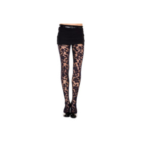 Collant noir imprimé floral 